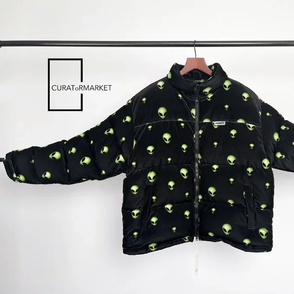 Vetements: RARE Space Alien Head Velvet Down Padded Puffer Jacket FW22 - Picture 3 of 16